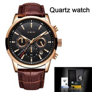 Luxury Men Leather Quartz Watch Sports Waterproof